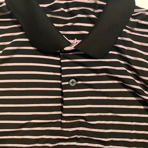 RLX Polo BLACK - PINK Striped Golf Club Logo ~ Poly/Spandex XL  S1-2